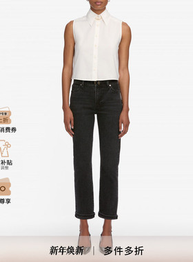 【2025秋季新款】FRAME女士复古中腰中弹修身直筒牛仔裤 BORROWED