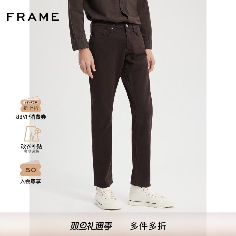FRAME男士中腰弹力修身牛仔裤经典