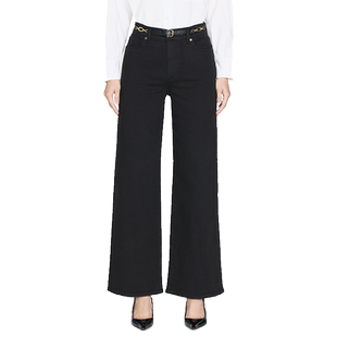 【经典款】【博主同款】FRAME女士黑色阔腿牛仔裤SLIM PALAZZO
