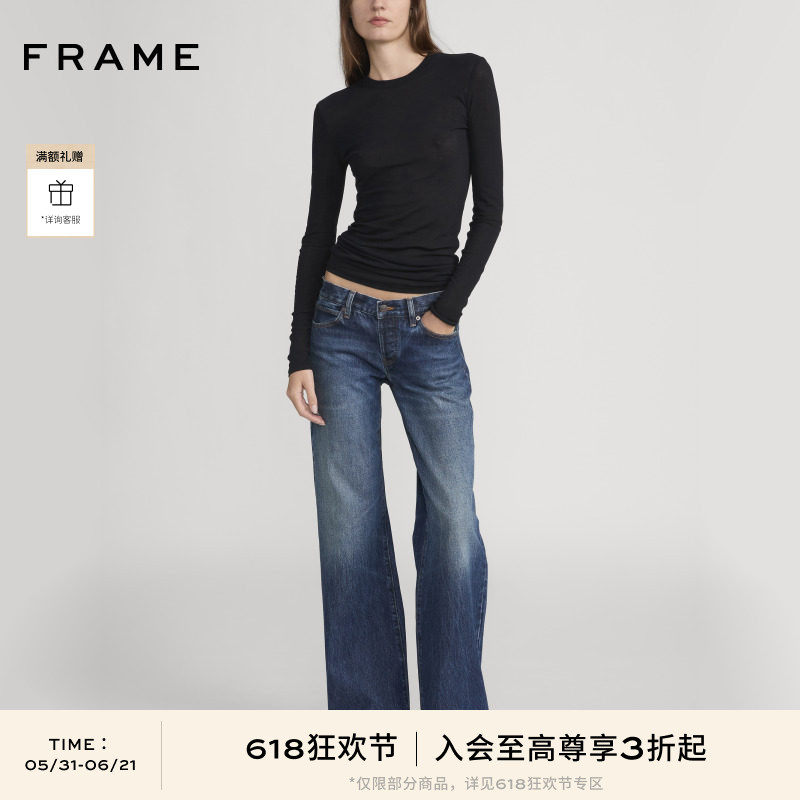 【618抢先购】FRAME女士低腰阔腿直筒牛仔裤THE GRAY