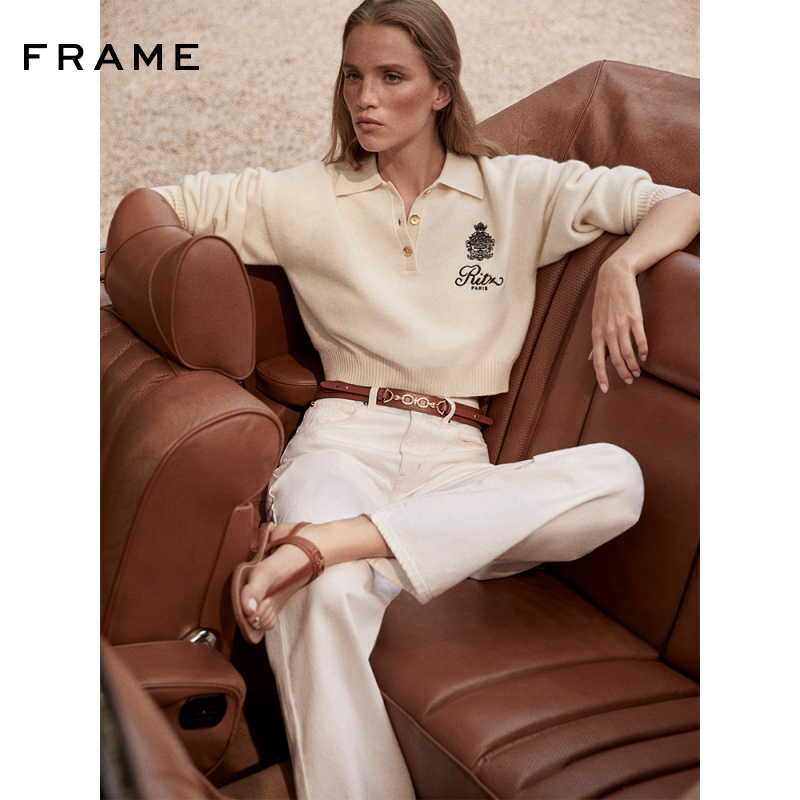 FRAME x Ritz Paris联名女士针织POLO衫美式短款