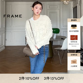 FRAME女士米色圆领套头羊驼毛混纺毛衣球形装 饰