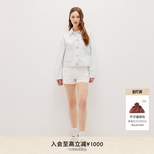 FRAME女士休闲复古明线牛仔短外套夹克上衣