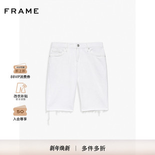 短裤 HOMME 白色中腰直筒剪边牛仔裤 FRAME男士