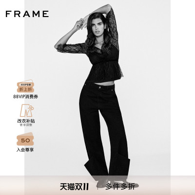 【秋冬新款】FRAME女士裤脚大口袋设计高腰休闲牛仔裤Barrel