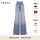 时尚 FRAME女士蓝色磨白高腰阔腿牛仔裤 长裤 大气
