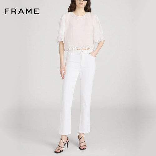 【春夏新品首降】FRAME女士法式蕾丝拼接宽松休闲百搭衬衫上衣