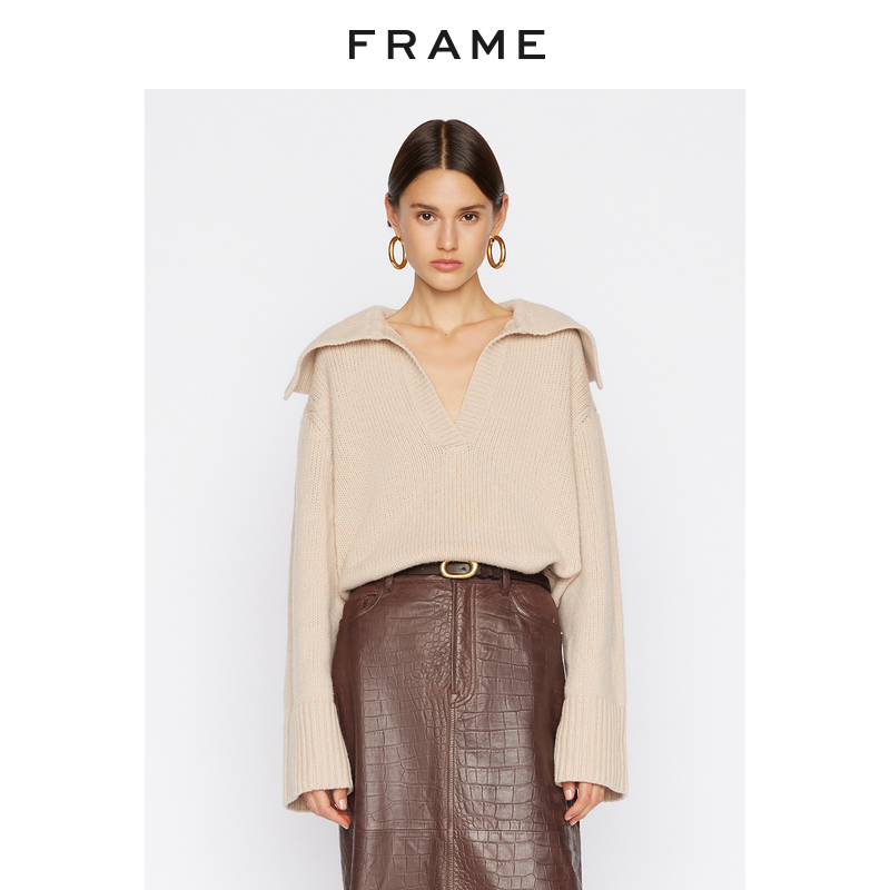 新品羊毛针织衫FRAME翻领