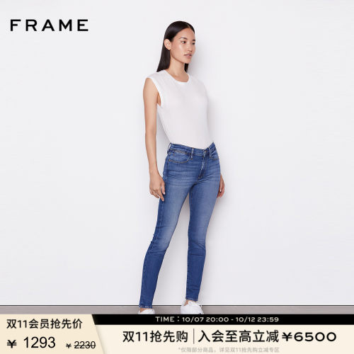 FRAME女高腰紧身高弹牛仔裤