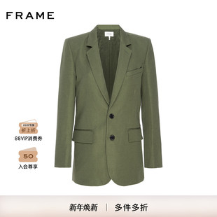 FRAME女士绿色翻领西装 外套简约大气通勤