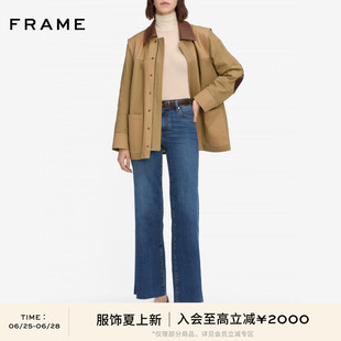 FRAME女士高腰毛边九分阔腿牛仔裤SLIM PALAZZO
