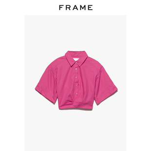 上衣女装 FRAME翻领短款 短袖 衬衫 女式