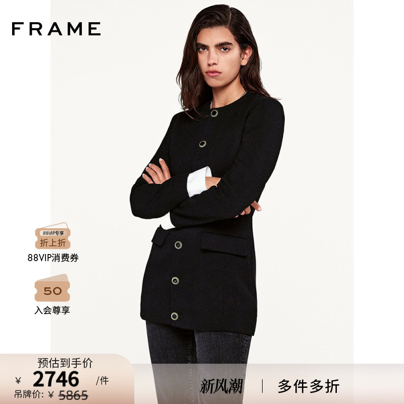 【秋冬新款】FRAME女士黑色纽扣西装连衣裙经典通勤