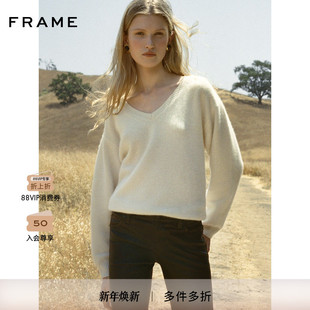 FRAME女士休闲纯色简约V领针织毛衣 新款 2025秋季