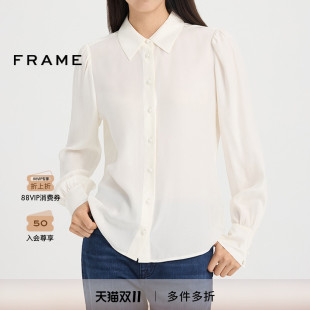 上衣气质通勤黑白 衬衫 FRAME女士双色法式 桑蚕丝长袖