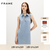 FRAME女士翻领无袖 背心裙H型连衣裙短裙简约休闲