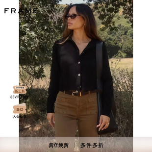 FRAME女士黑色纽扣毛衣 通勤基础