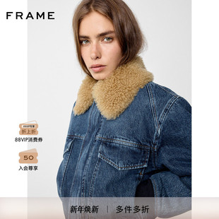 牛仔毛领翻领短款 FRAME女士时尚 外套上衣夹克 2025秋冬新款
