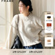 博主同款 FRAME女士白色圆领套头针织毛衣上衣宽松简约