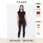 铅笔裤 显瘦修身 裤 FRAME女中腰黑色紧身牛仔裤 子LE SKINNY