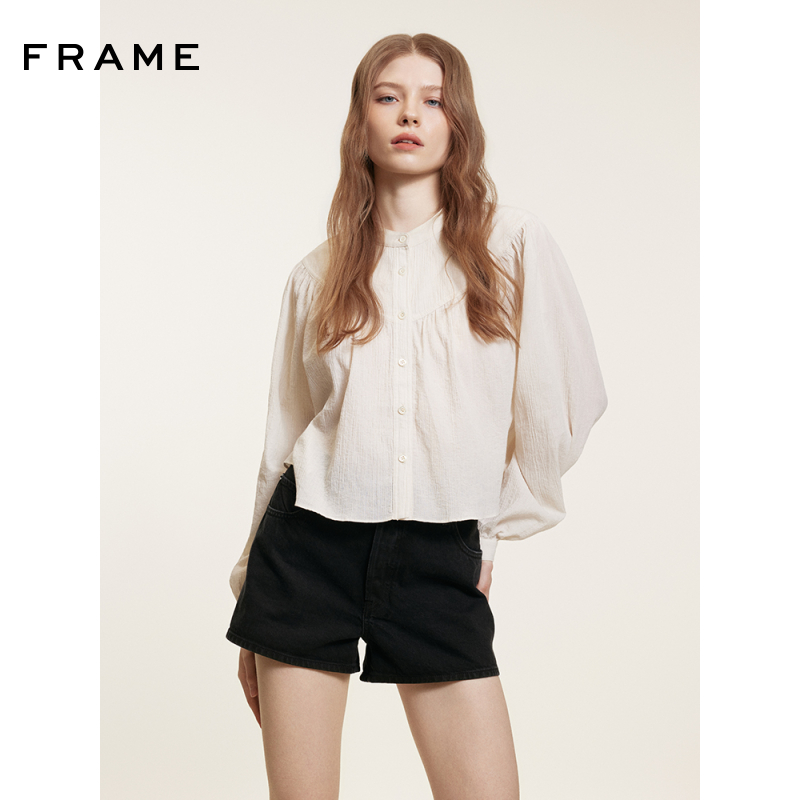 【博主同款】FRAME女士中腰A字水洗牛仔短裤 THE HANG 春夏新品