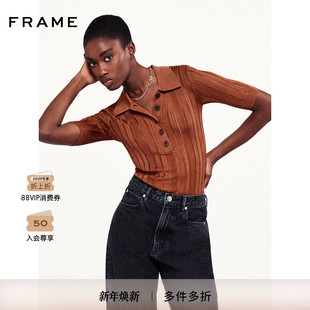 内搭 POLO上衣打底衫 FRAME女士中袖 翻领修身