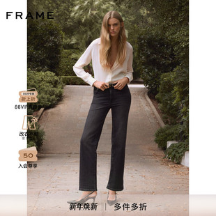 THE FRAME女士黑色宽松直筒牛仔裤 新款 MELLOW 2025秋季