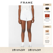 毛边裤 脚设计女式 经典 FRAME中腰牛仔短裤 白色黑色女装