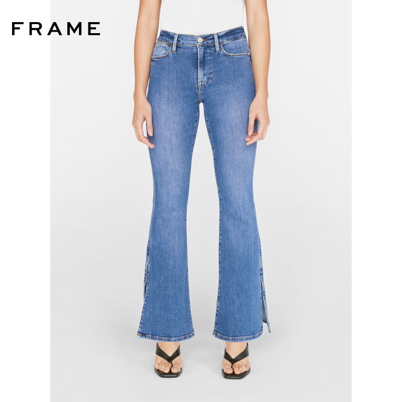 新款女士侧边开叉高腰FRAME开叉