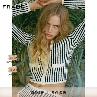 开衫 FRAME女士百搭海军风圆领条纹长袖 毛衣 2025新款