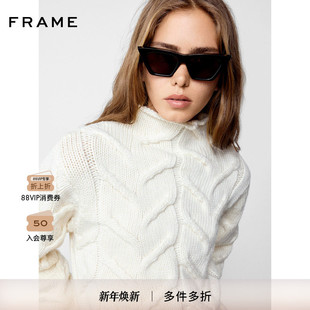 套头短款 FRAME半高领绞花长袖 毛针织衫 2025秋冬新款