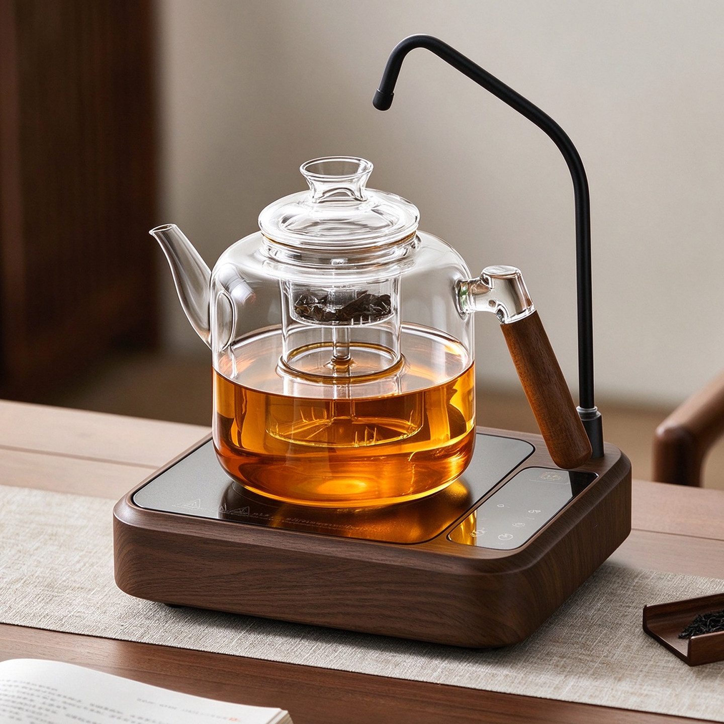 全自动上水煮茶壶电陶炉套装2026新款耐热木把烧水壶家用茶具套装