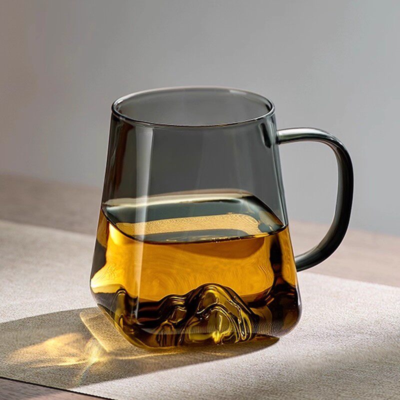 水杯玻璃杯带把家用办公室茶杯喝水杯子观山杯耐高温小茶杯加厚