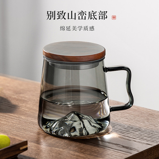 玻璃茶杯带把套装 泡茶杯子高硼硅耐高温玻璃水杯喝茶杯 高颜值日式