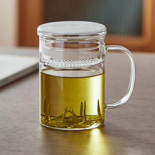 茶杯玻璃泡茶杯绿茶泡茶器月牙自滤大容量高硼硅茶具家用办公水杯