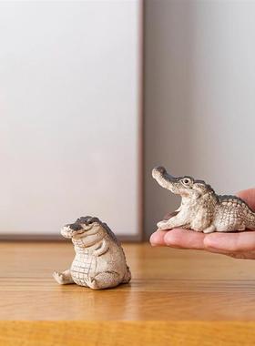 就一分钟!没事做买个鳄鱼小茶宠 件小鳄鱼茶玩小玩具桌面小摆件