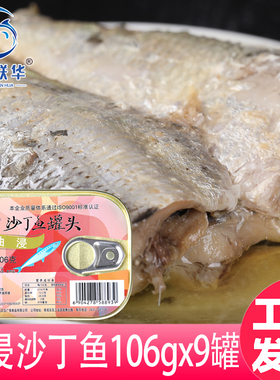 广信联华油浸沙丁鱼罐头丁香鱼即食熟食下饭菜鱼肉拌饭106gx9罐