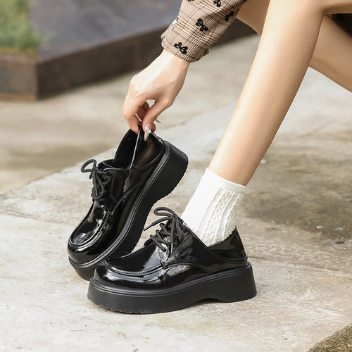 复古英伦风小皮鞋女2025新款学院风厚底真皮32-43大小码乐福鞋女