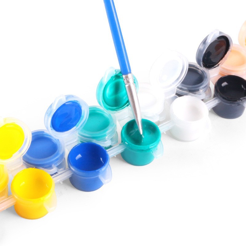 直销 丙烯颜料12色 2ml 3ml 5ml 美术涂色石膏娃娃颜料条