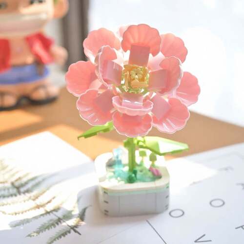 兼容积木花朵多肉盆栽向日葵摆件拼装益智玩具女孩生日礼物