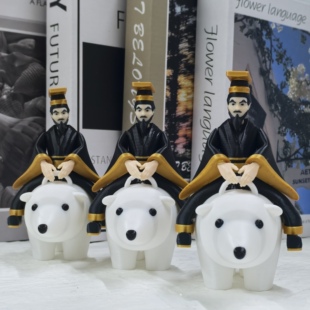 秦始皇骑北极熊抽象模型玩具搞笑公仔北极熊骑秦始皇手办摆件塑料