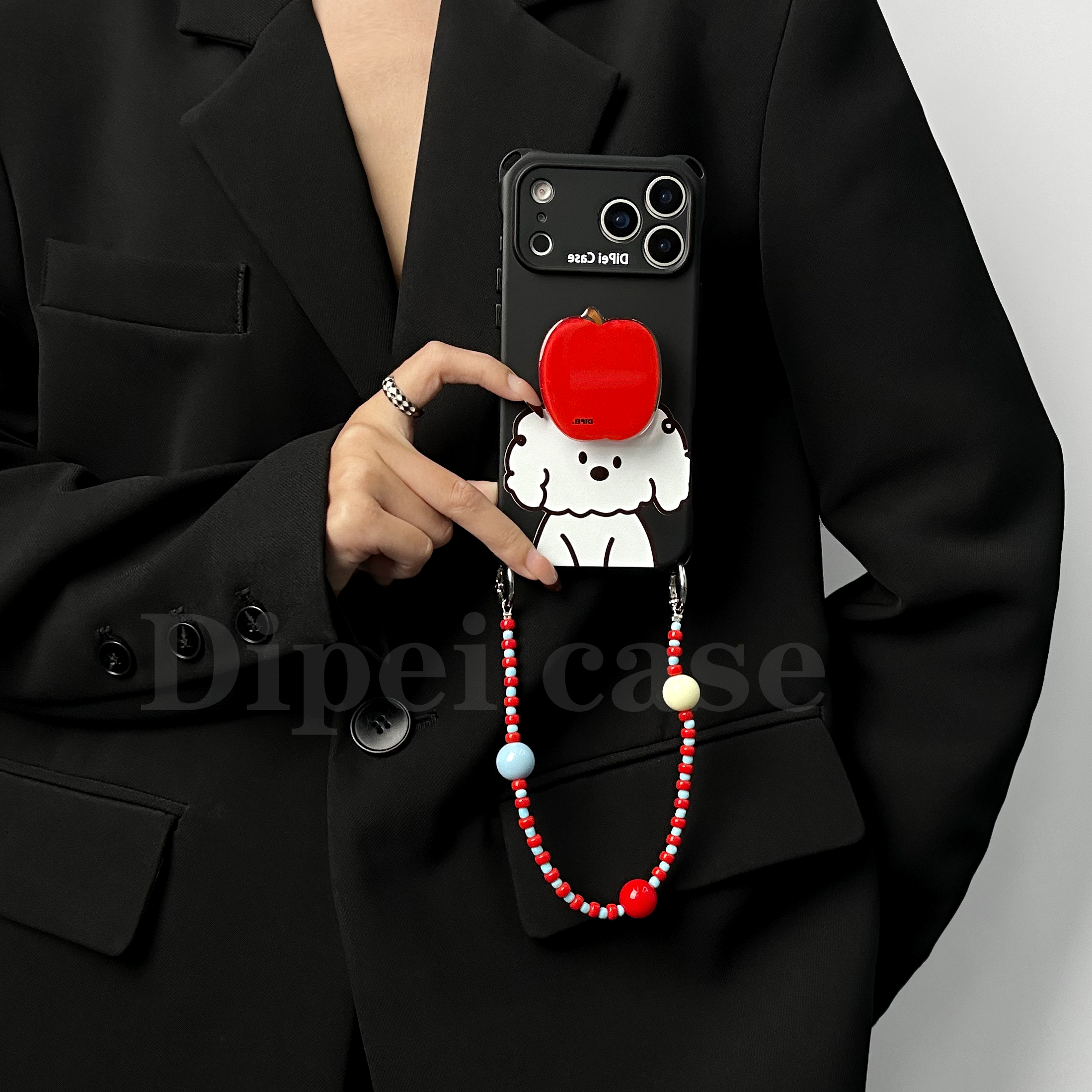 超可爱的链条手机壳四角开孔的