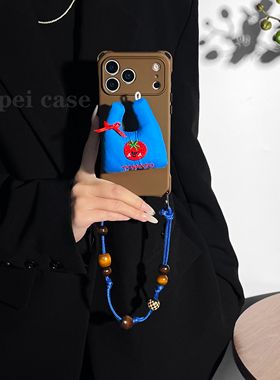 番茄袋~支架mate60挂绳手机壳四角带孔17Promax适用苹果iPhone16plus华为pura80pro/70斜挎新款手提小米15/14