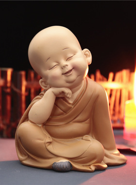 佛系慧能小和尚摆件禅意茶桌装饰品送同学生日礼物可爱治愈系沙弥