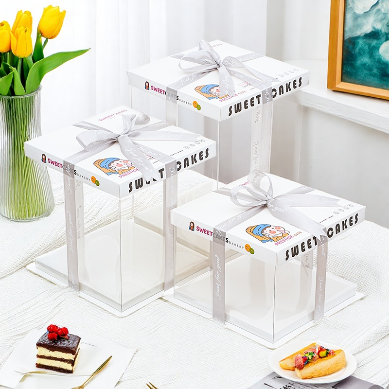 透明生日蛋糕盒子包装盒4四寸5五六6八8+10单双层零食六一礼品盒