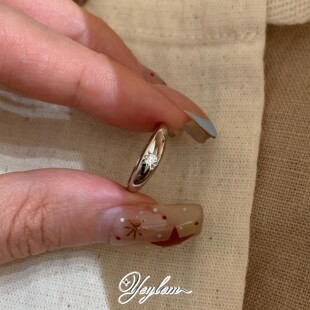 yeylem|极简八芒星莫桑钻素圈925银钻戒