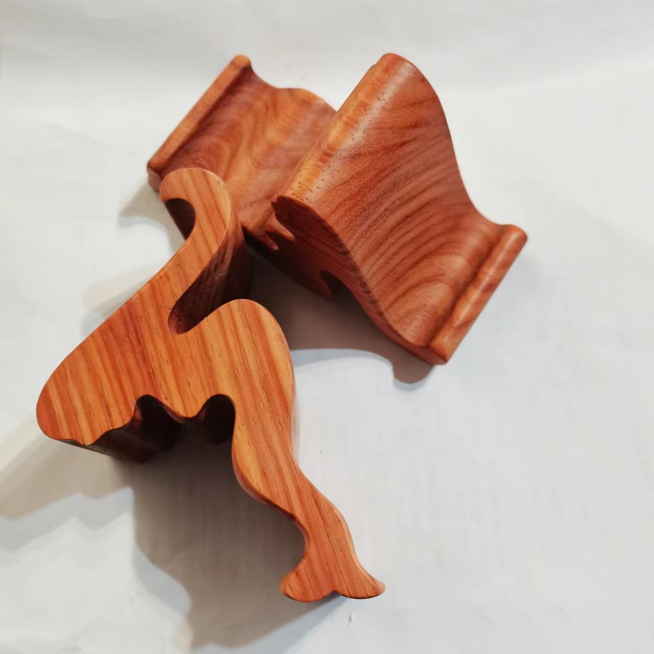 美人鱼手机支架桌面支架红花梨木质手机美人鱼支架简约方便