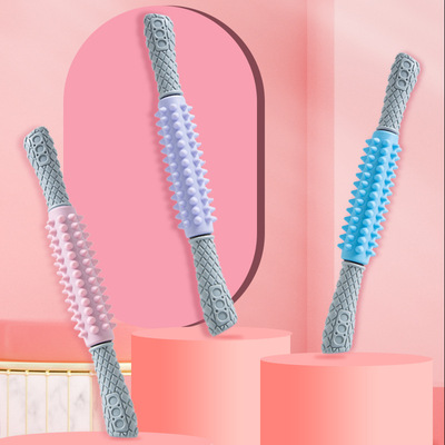 肌肉按棒狼牙棒运动滚轴瑜伽齿轮筋膜肌肉放松滚筒瑜伽肌肉按