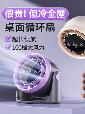 空气循环扇台式桌面风扇小型家用摇头扇制冷空调办公室卧室电风扇