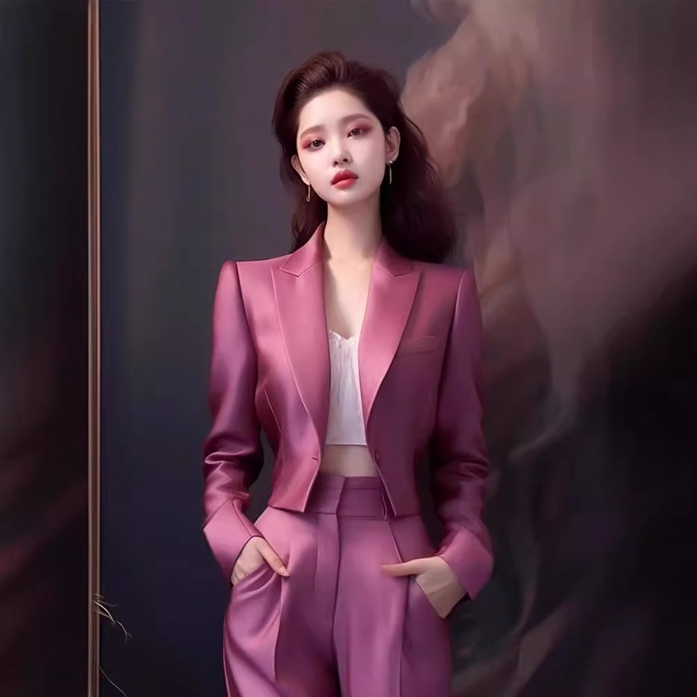 夏安若今年流行时尚干练气质女装感高端小香风西装外套裤子套装